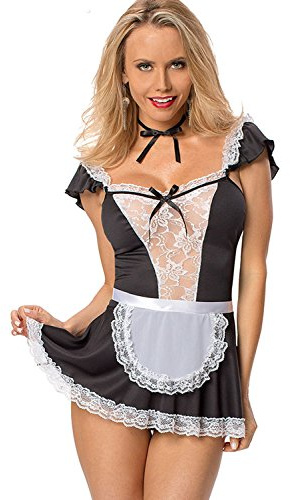SHESHY Frauen Sexy Dessous Maid Cosplay Kostüm Französisch Naughty Cute Lace Dress Dessous Nachtwäsche