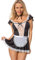 SHESHY Frauen Sexy Dessous Maid Cosplay Kostüm Französisch Naughty Cute Lace Dress Dessous Nachtwäsche (Schwarz, L)