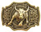 QUKE Lange Horn Bull Rodeo Western Cowboy Gürtelschnalle für Herren - Gold -