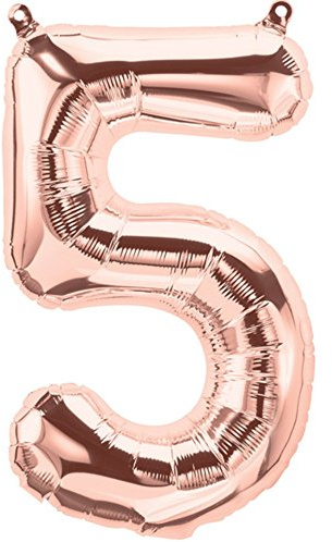 ballonfritz® Ballon Zahl 5 in Rosegold - XXL 40/102cm - Folienballon für Luft oder Helium als Geburtstag, Jubiläum, Hochzeit oder Abschluss Geschenk, Party Dekoration oder Überraschung