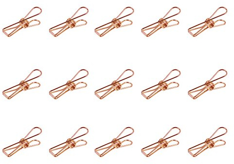 Zoohot 15 Stück Roségold klammern - Mehrzweck Clothesline-Dienstprogramm Clips