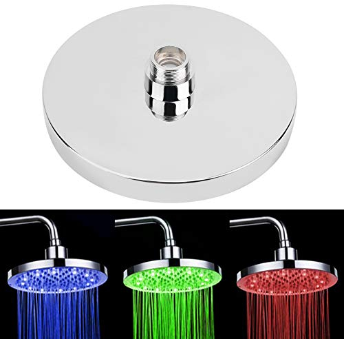 8 Zoll LED Duschkopf Farbwechsel mit Automatisch Wassertemperatur Sensing Spray Runde Regen Edelstahl Bad RGB LED Lampe