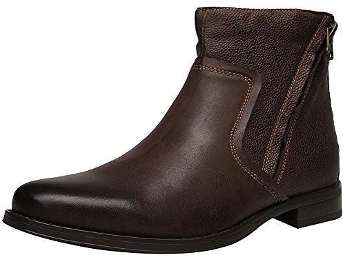Jamron Uomo Vera Pelle Occidentale Vintage Chukka Stivali Cerniera Lampo Stivaletti Caffè SN01747 EU44.5