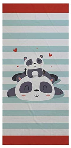 Cartoon Panda Mikrofaser Badetuch 150x75cm Rechteckiger Tier Strandtuch Rosa Blaue Streifen Sport Handtuch Schwimmen Tauchen Surfen Reisen Yoga Picknick Decke (Süß Panda)