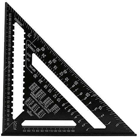 Unibos | Carpenters Square | Aluminum Metal Set Square | Roofing Square Rafter | 90 Degree Thickened Triangle Ruler | Measuring Tool for Engineer |12/300mm