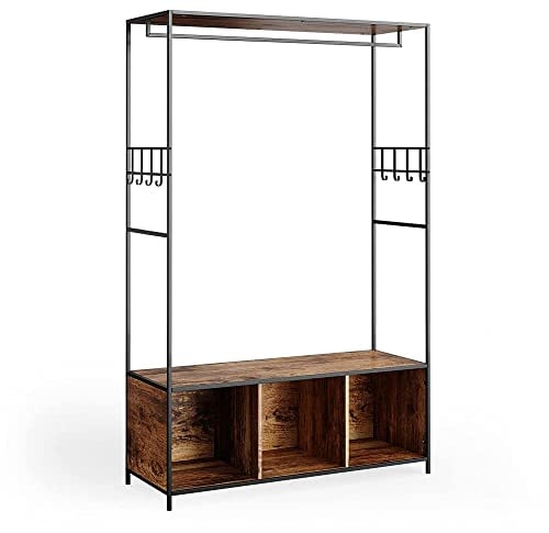 Vicco Kleiderschrank Fyrk, Flügeltürenschrank, Eiche rustikal/Schwarz, 119.5 x 189 cm