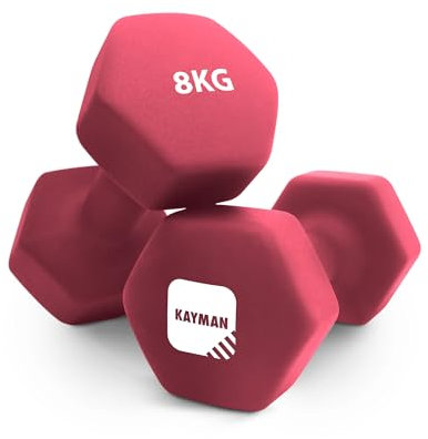 KAYMAN Neoprene Dumbbells with Free Poster – Weight Set for Home Gym | Fitness Training Equipment | Anti-Slip Grip Material | Comes with Workout Guide | Pair of 1kg 2kg 3kg 4kg 5kg 6kg 8kg 10kg (8)