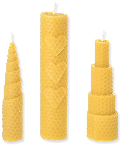 matches21 Bastelset Bienenwachskerzen Kreativset für 4 bis 10 Kerzen Bienenwachs zum Selbstgestalten für Kinder ab 4 Jahre
