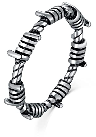 Cloyo Stacheldraht Ring Herren Silber Edelstahlringe Verdrehten Ringe Silber Vintage Ehering Ringe Gothic Größe 54(17.2)