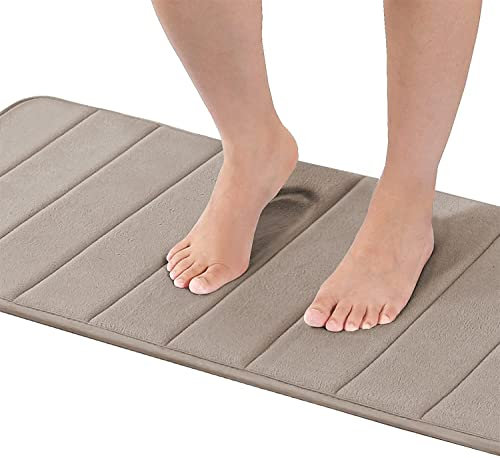 Badematte Memoryschaum Badezimmerteppich Extrem Saugfähiger Badteppich Duschvorleger Badvorleger rutschfest Waschbar, Bad Teppich Badezimmer (Taupe,120 x 43 cm)