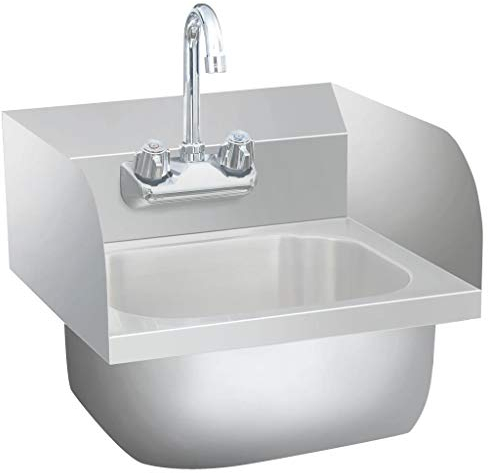 Leepesx Gastro-Handwaschbecken mit Wasserhahn, Aufsatzwaschbecken, Waschbecken, Aufsatzbecken, Waschschale, Edelstahl