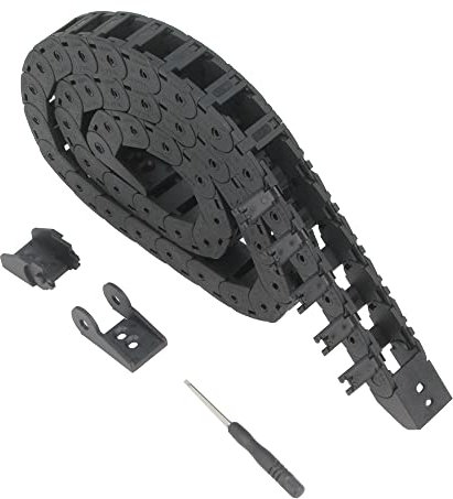 Zeberoxyz 15x15mm Drag Chain Length 1Meter Open Type Black Plastic Cable Carrier R28 with 1Kit End Connectors for 3D Printer and CNC Machines (15mmx15mm-Outside Open)
