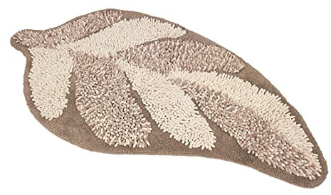 BIANCHERIAWEB Tappeto A Foglia Casa Bagno Cotone Spugna Morbida Antiscivolo Leaf Tortora