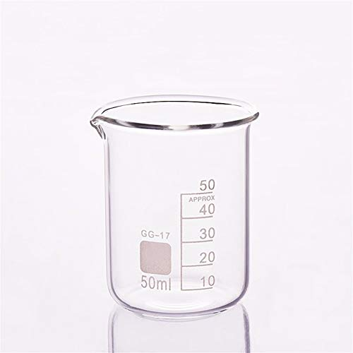 Suministros de laboratorio 3 piezas Vaso de precipitados de vidrio de 50 ml en forma baja para escala de laboratorio de química Medición de laboratorio Suministros de oficina de educación espesada (
