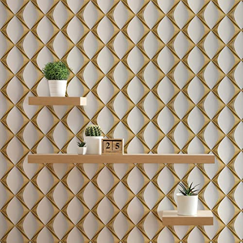 TADESSI Tapete 3D Optik Tommaso M1-No.1805 Vliestapete Gold Weiß Modern für Wohnzimmer Schlafzimmer Küche