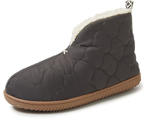 Dearfoams Women's Indoor/Outdoor Warm Up Bootie Slipper, Pavement, Medium