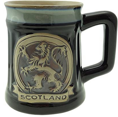 Glen Appin Stoneware Mug Scotland Pottery Mug for Coffe or Beer 16.9 oz(500 ml) (Lion Rampant - Black)