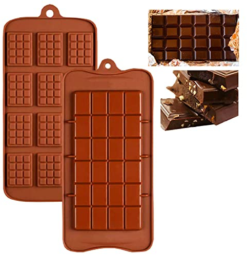 2 Pcs Moule Silicone Chocolat,Mini Qualité Alimentaire Silicone Diy AntiadhéSifs Moule De Cuisson, Pour Self Made Tablette Chocolat,Bonbon,DéCoration De Gateau,Matrices Festives De FêTe De Cuisine