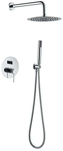 IMEX - Conjunto de ducha, Kit Monomando Ducha Empotrado pared - 2 vías - SERIE LINE Cromo - GPD038