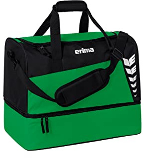 Erima Six Wings Sports Bag with Bottom Compartment, Emerald/Black, M | (7232312), Emerald/Black, M