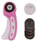 Milward Cutter rotatif de 45 mm et 5 lames de rechange, poignée ergonomique, verrouillage de sécurité, tissu gaucher + droitier, cuir, artisanat, couture, courtepointe, coupe-tissu, rose + blanc