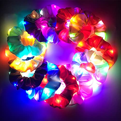 XineYuor 10PCS LED Haargummi,Leuchtende Elastische Haarbänder,Glow in the Dark mit 3 Licht Modi Haargummis Haarschmuck für Frauen Mädchen Neon Kopfbedeckungen Neujahr Party