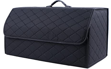 AVIRAA Leather Car Boot Bags Collapsible Storage Box for Mercedes Benz V-Class V220d V250d V300d L Stowing Tidying Accessories, black XL
