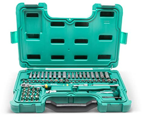 SATA 63 Piece Mechanics Tool Set | SAE & Metric | 1/4 Drive 72 Tooth Ratchet | Standard & Deep 6-Point Socket Set with Bit Sockets - ST09540G