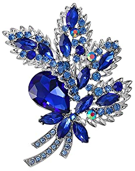 Oenothera Broche Bouquet, Broche En Cristal Pour Femmes, Broche Femme, pour Cadeau d'anniversaire de Filles Fournitures de Fête de Mariage Noël(Bleu)