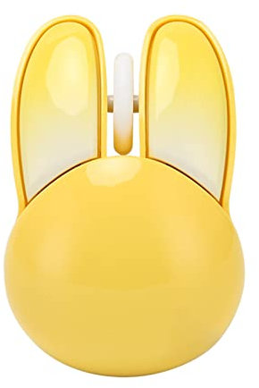 Zunate Cute Rabbit Wireless Mouse, Lightweight Soundless Mouse, 2.4G Wireless Mouse, Candy Colors, Kawaii Rabbit Mouse for Girls and Boys, with Sticker, for Laptop, PC, Computer, Notebook (Yellow)