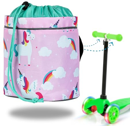Knuffig - Borsa per bici da corsa per bambini | Borsa universale per triciciclo e bicicletta per bambini Natale e compleanno (unicorno rosa)