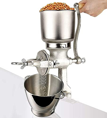 Manual Corn Grain Grinder Mill Cast Iron Hand Crank Manual Coffee Grinder with Large Hopper for Bean Rice Coco Pepper Grains Nuts