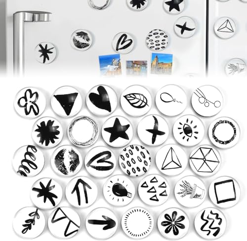DTYGUIXE 30 Piezas Imanes de Nevera de Cristal Imanes Decorativos para el Frigorífico Adornos para la Nevera Imanes Decorativos para Pizarra Blanca para Pegar Nota Información Menú Lista