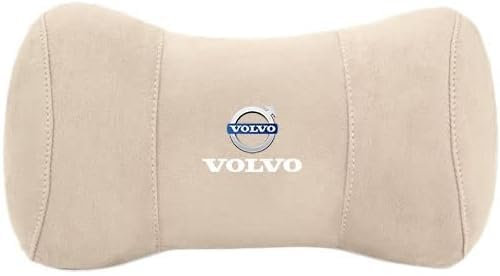 LICOME Auto Nackenkissen für Volvo S60 S80 S90 XC40 XC60 XC90 V40 V60 V70 V90, Auto Kopfstütze Sitzkissen Stützkissen, Weiche Bequeme Rückenkissen Lendenwirbelstützkissen Zubehör,B Beige