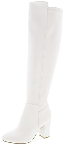 TruFox Stivali da donna con tacco alto al ginocchio e alla moda, bianco, 40.5 EU