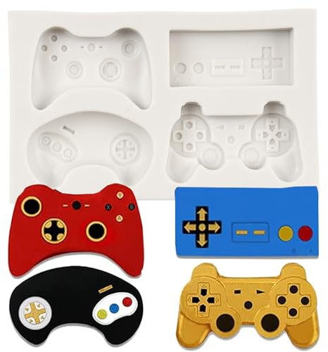 QDMOLDS Game Controller Fondant Mold Video Game Gamepad Silicone Chocolate Candy Mold For Game Theme Party Cake Decoration Cupcake Topper Polymer Clay Gum Paste