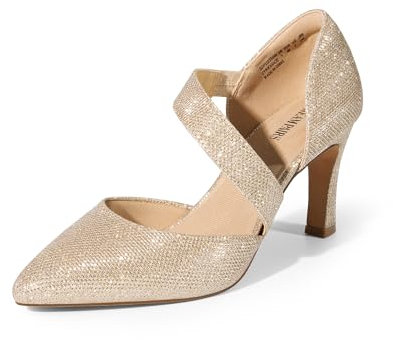 DREAM PAIRS Décolleté Classici con Tacco Alto da Donna con Cinturino sul Collo del Piede per Il Lavoro Matrimonio Ballo,Size 38,Oro Glitter,SDPU2350W