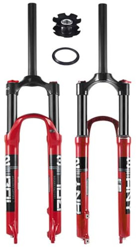 27.5 29 Zoll Mountain Front Gabel Mountainbike Luft Federgabel 1-1/8'' Fahrrad Vorder Gabel Federweg 100mm Schnellspanner 100×9mm XC AM DH 74mm Scheibenbremse (Color : Red, Size : 29inch)