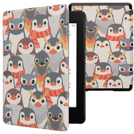 kwmobile Klapphülle kompatibel mit Amazon Kindle Paperwhite 11. Generation 2021 Hülle - Flipcase für Kindle Paperwhite Hülle mit Magnetverschluss - Pinguine