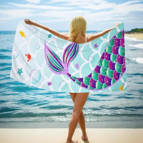 Philoctes Strandtuch Mikrofaser, 75 × 150cm Mikrofaser Handtuch, Lila Handtücher, Badelaken Handtuch, Strandhandtuch Groß Sandfrei für Damen Herren Kinder