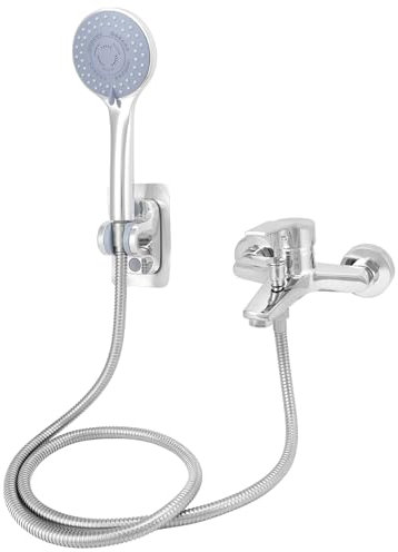 QWORK® Grifo Bañera, Grifo de Ducha con Ducha de Mano, Grifo Monomando Ducha con Cartucho Cerámico, Grifo Ducha con 1.5M Manguera de Acero Inoxidable