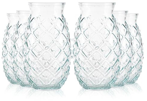 Viste-lo Pineapple Cocktail Gläser. 6x aperitif gläser für Cocktails, Sangria oder kalte Getränke. Ananas Design. Recyceltes Glas. 700ml. Langer Glasbecher. bacardi gläser becher kinder gläser
