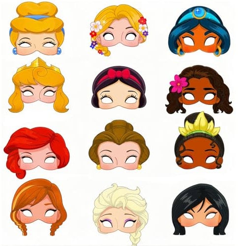yayafunfun Princess Masks for Party Bag Fillers,12pcs Colour-in Dress Up Cosplay Mask,Costumes Favors for Girls Women Masquerade Birthday Princess Party Decorations