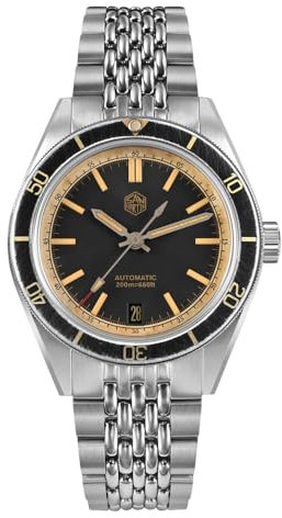 San Martin SN0116 Vintage Distressed Effect Herren Taucheruhren NH35 Automatische mechanische Uhr Wasserdicht Uhr, V 2