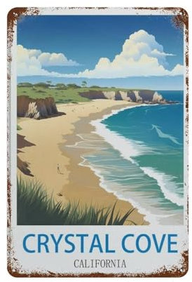 DBKGHIEDHG Crystal Cove California, lustiges Poster, Wandkunst, Dekor, Metallschild, Poster, 30 x 40 cm, B99