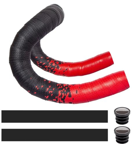 MOCNT Nastro per Manubrio Bicicletta PU Nastro Manubrio per Bici Adesivo Cycling Nastro Manubrio da Corsa Antiscivolo Assorbente Urti Ciclismo Nastri Sfumato Rosso