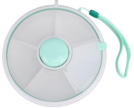 Original-Snack-Spinner-Set für Kinder mit Handschlaufe, Wiederverwendbarer Snack-Behälter mit 5-Fächer-Spender und Deckel, Drehbare Snack-Box, Drehbarer Snack-Behälter (GREEN)