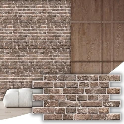 3D Wall Panels - Decorative PVC Plastic Wall Covering Faux Cladding Tiles for Interior Walls - (Brick Effect Wall Panel 18 Sheets Covering 8.46m2)