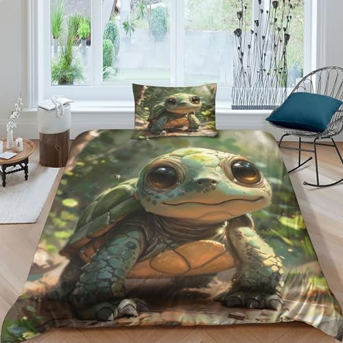 ZFBSOVDAK Sea Turtle Bettbezug Bettwäsche Set Kinderbettwäsche Reißverschluss Mit Kissenbezug Betten Set Für Jugendliche Kinder Schlafzimmer Single（135x200cm）