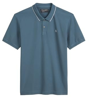 Marc O'Polo Herren Kurzarm-Poloshirt mit Stretch-Anteil Regular Fit, Blau (Storm), 3XL
